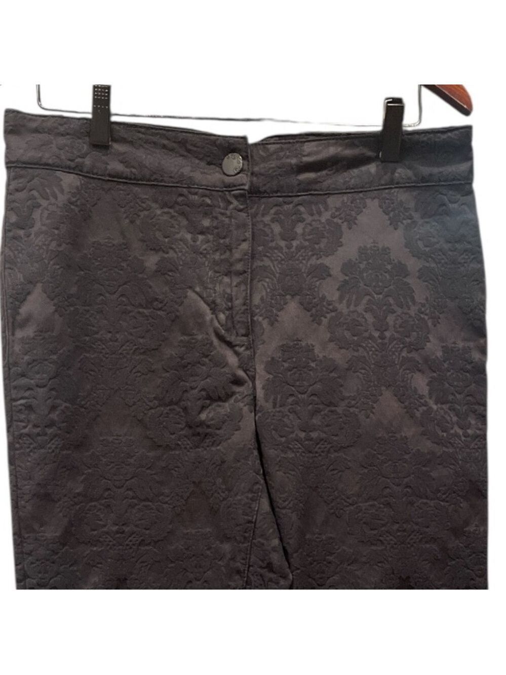 Pomodoro Black Floral Jacquard Slim Ankle Pants Women’s UK 14 (CDN L / 12)